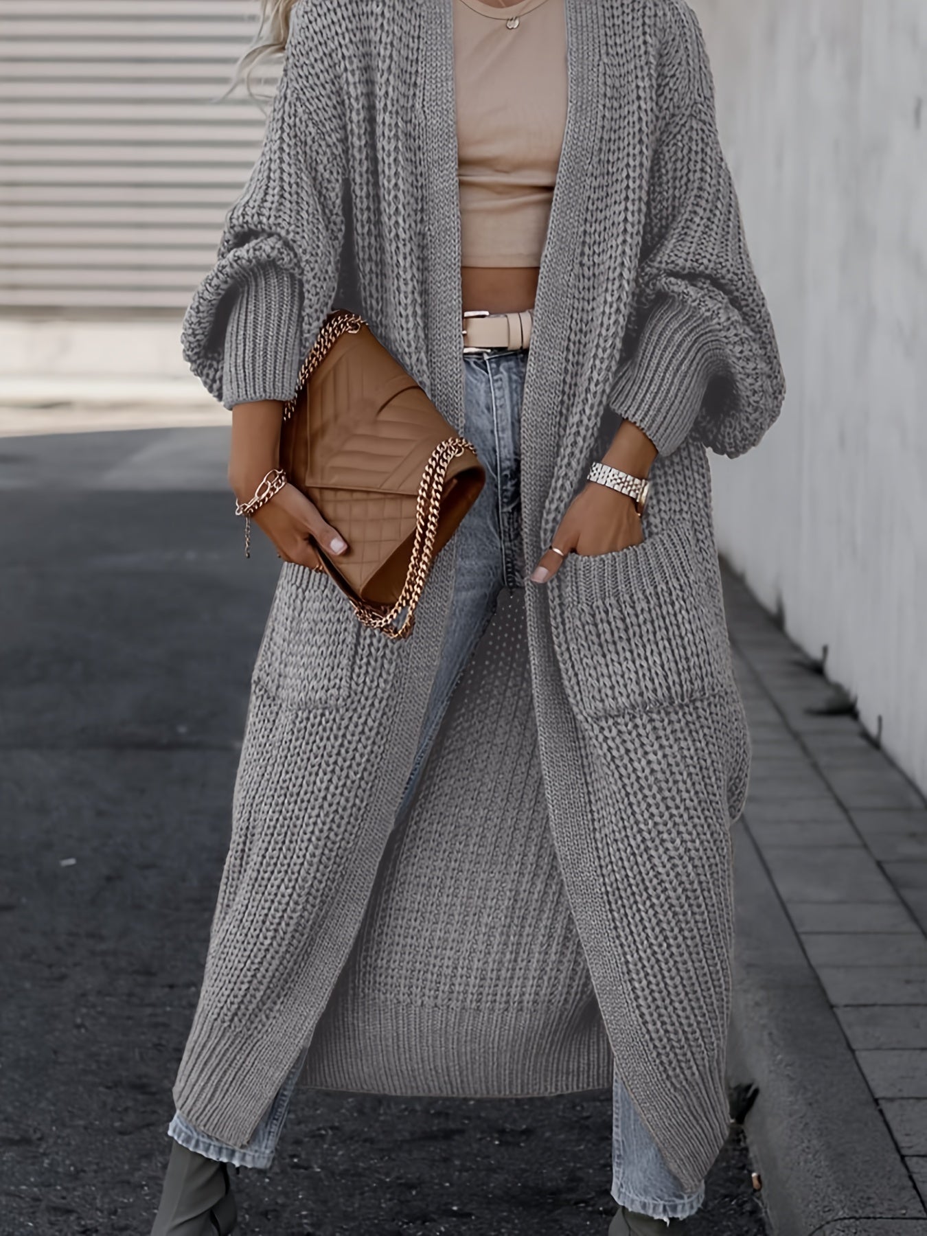 Solid Open Front Pocket Cardigan
