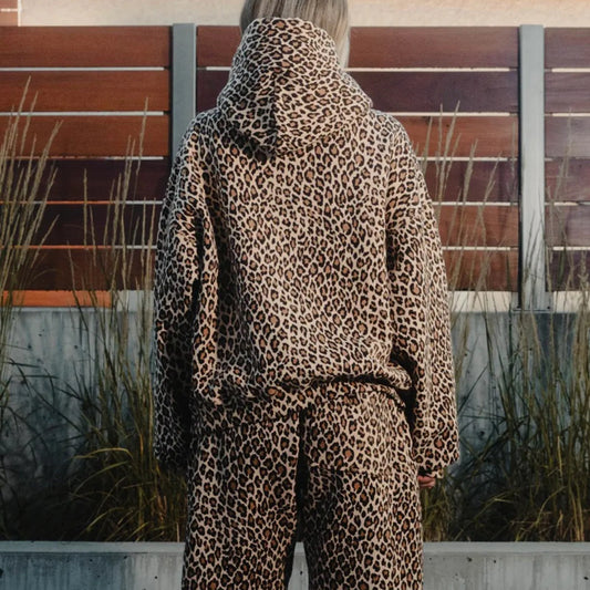 Kapuzenpullover mit Leopardenmuster für Damen