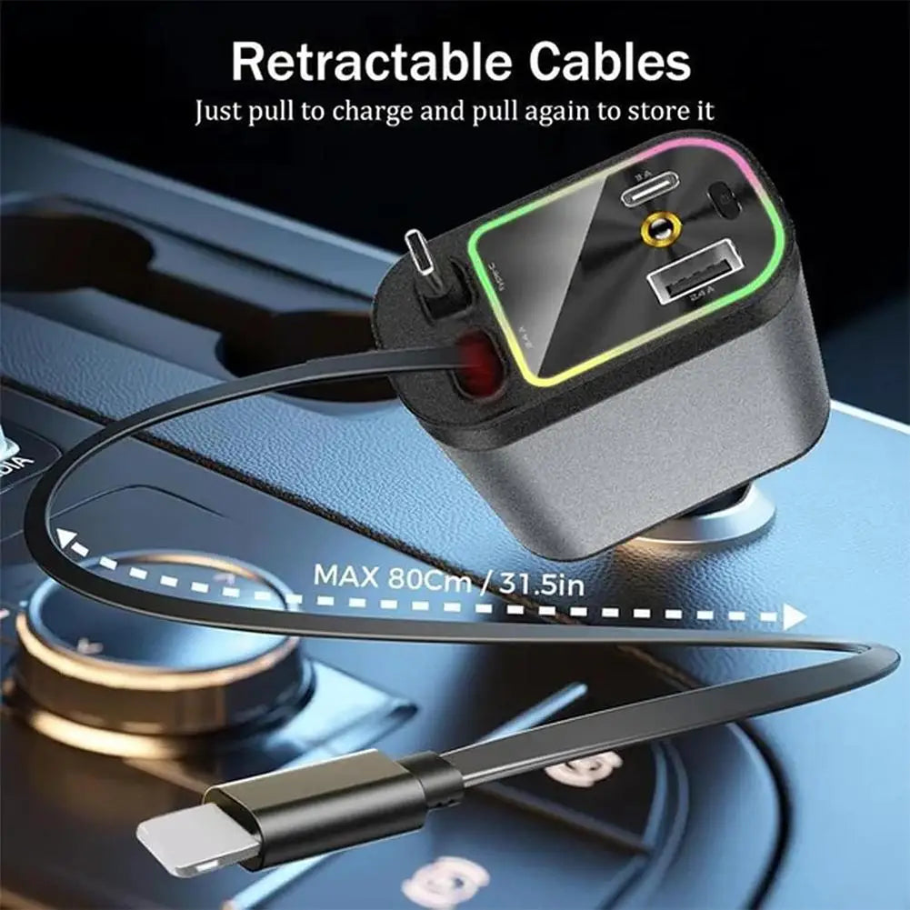 4 In 1 Retractable Car Charger Starlight In Car Roof