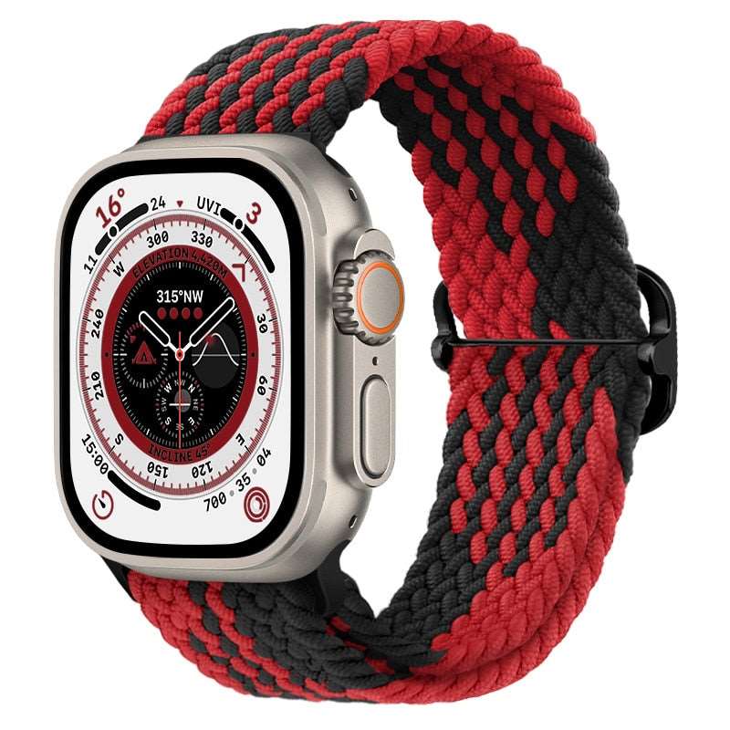 Braided Nylon Strap For Apple Watch Ultra 49mm|  Elastic watch band for iWatch ultra 8 7 SE 3 4 5 6 - Reliable Bands