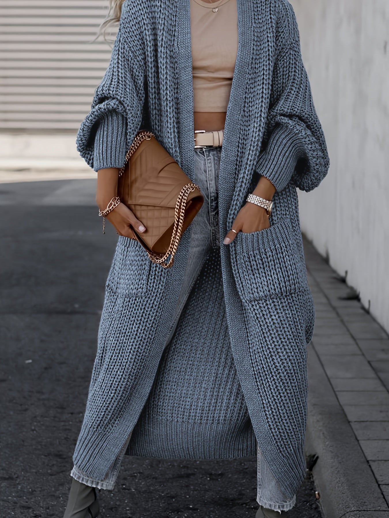 Solid Open Front Pocket Cardigan