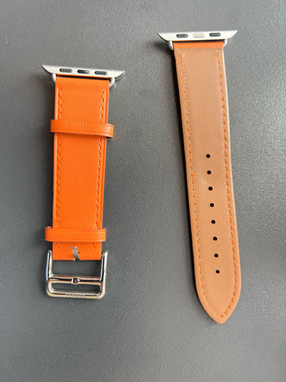 Vermilion Apple watch leather band