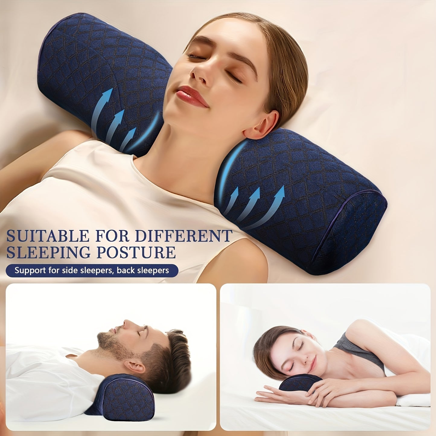 1pc Cervical Neck Pillow For Sleeping, Memory Foam Pillow Neck Bolster Pillow For Stiff Neck, Neck Support Pillow Cervical Pillows For Sleeping Bed Pillow