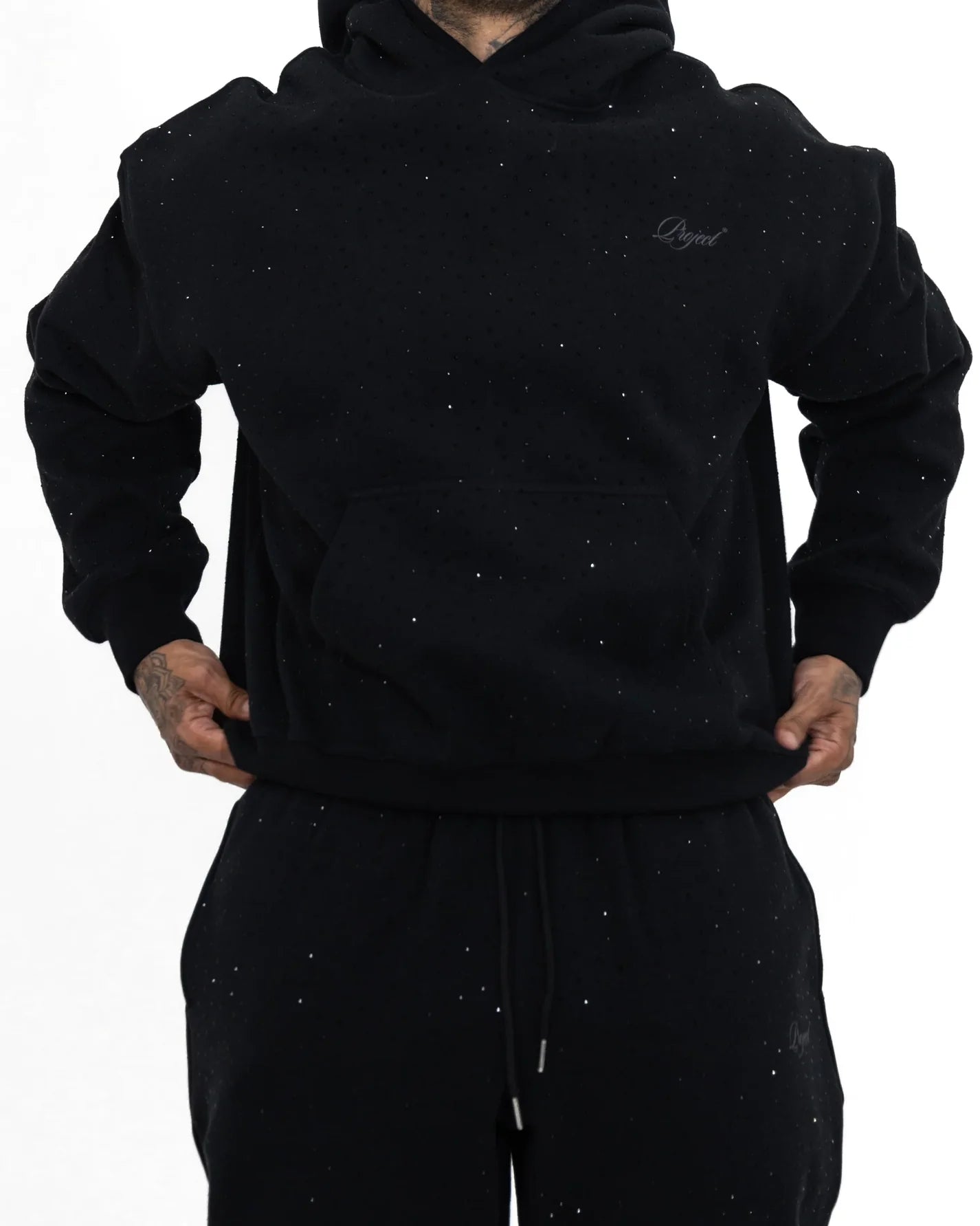 Rhinstone stars  black hoodie