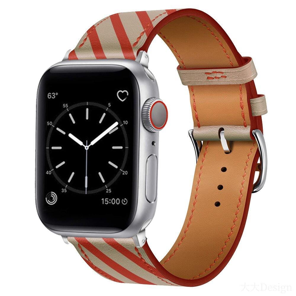 Vermilion Apple watch leather band