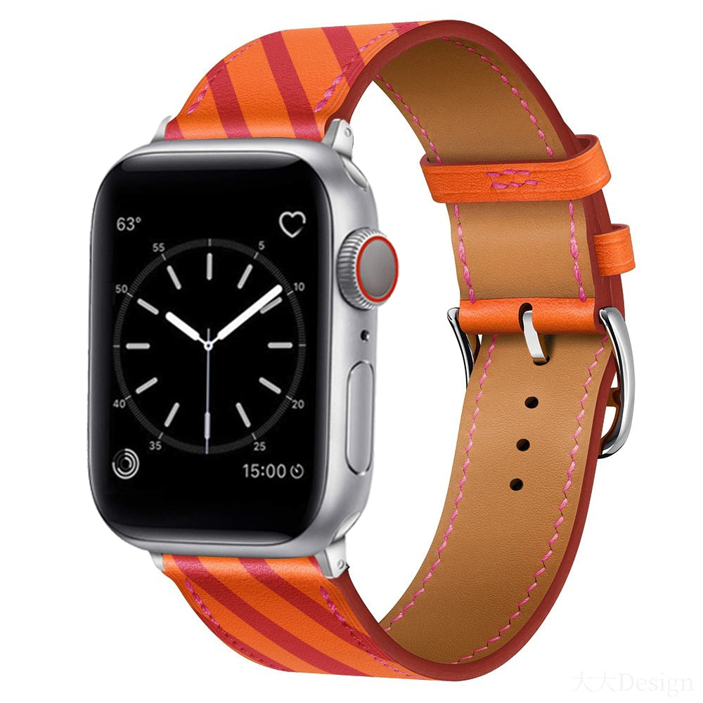 Vermilion Apple watch leather band