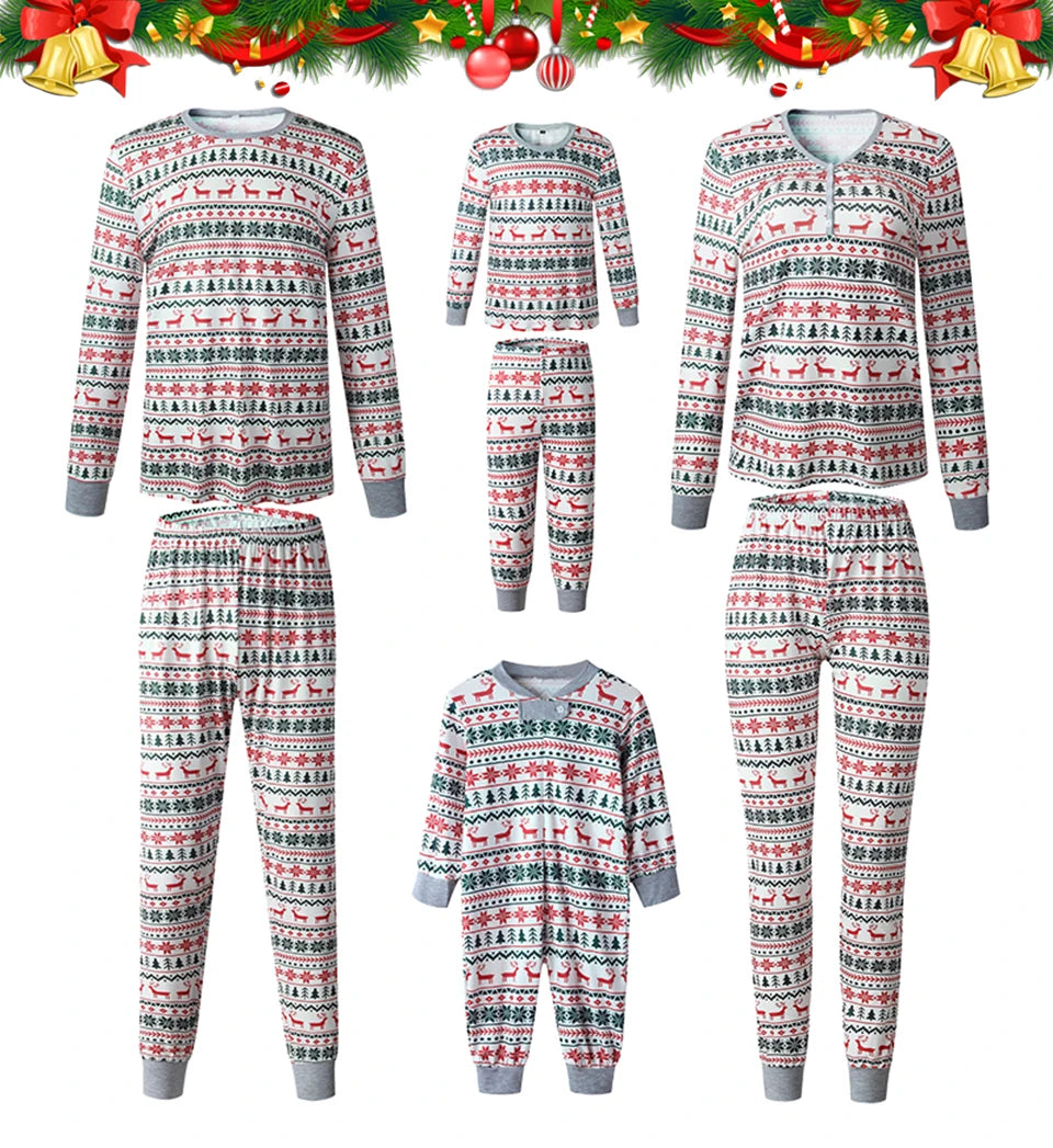 2024 Christmas Family Matching Pajamas New Year Xmas Father Mother Kids Baby Clothes Set Dad Mom And Daughter Son Pyjamas Outfit