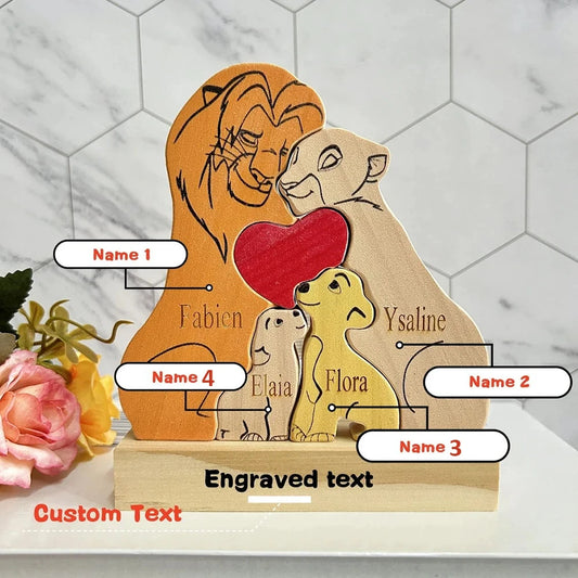 DIY Lion King Houten Familie Puzzel Gepersonaliseerde Naam Puzzels Houten Leeuwen Puzzel Woondecoratie Thanksgiving Kerstmis Warme Cadeaus