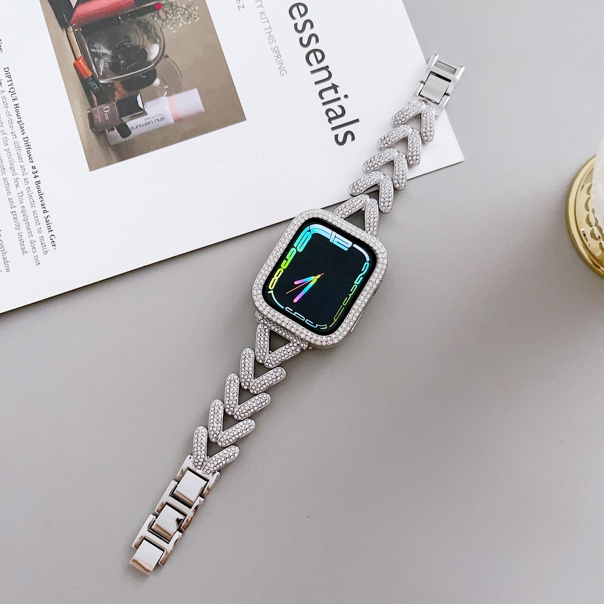 Diamond women apple watch band with case