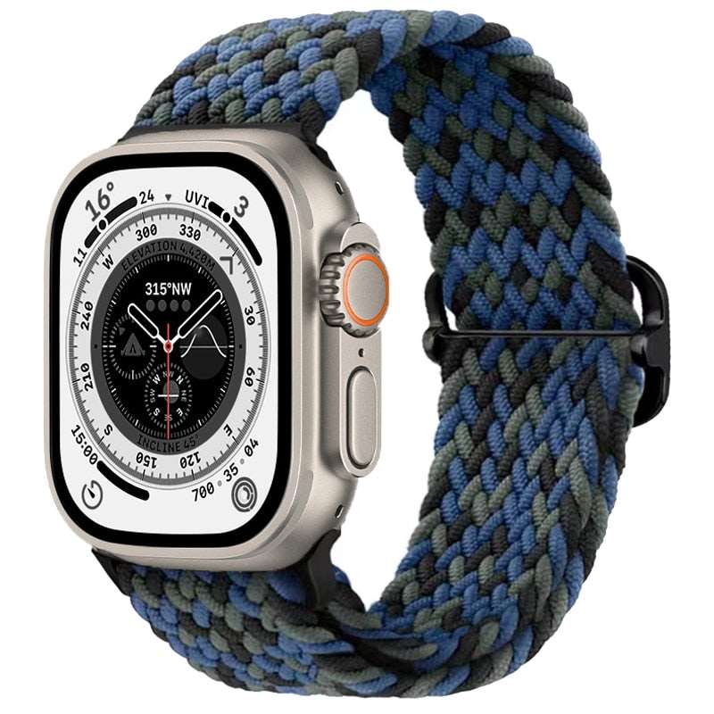 Braided Nylon Strap For Apple Watch Ultra 49mm|  Elastic watch band for iWatch ultra 8 7 SE 3 4 5 6 - Reliable Bands