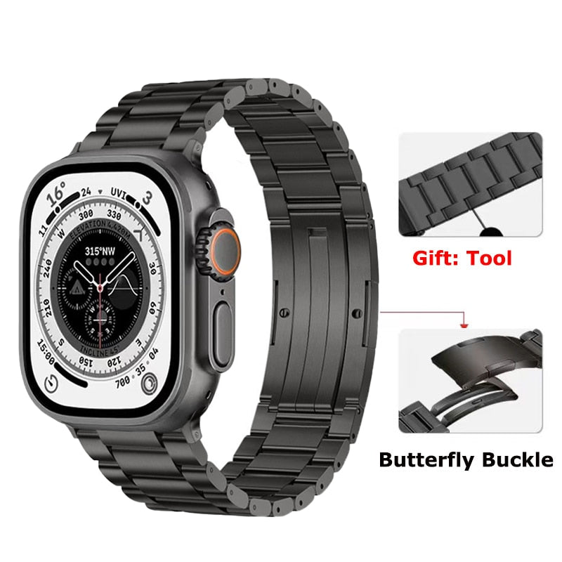 Butterfly Titanium edition- Apple watch Ultra band Reliable Bands