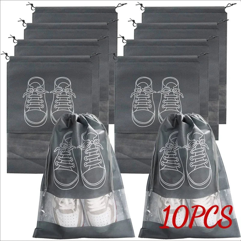 10/5 stuks schoenen opbergorganizer tassen non-woven reis draagbare kast tas waterdichte zak kleding transparante hangende tas