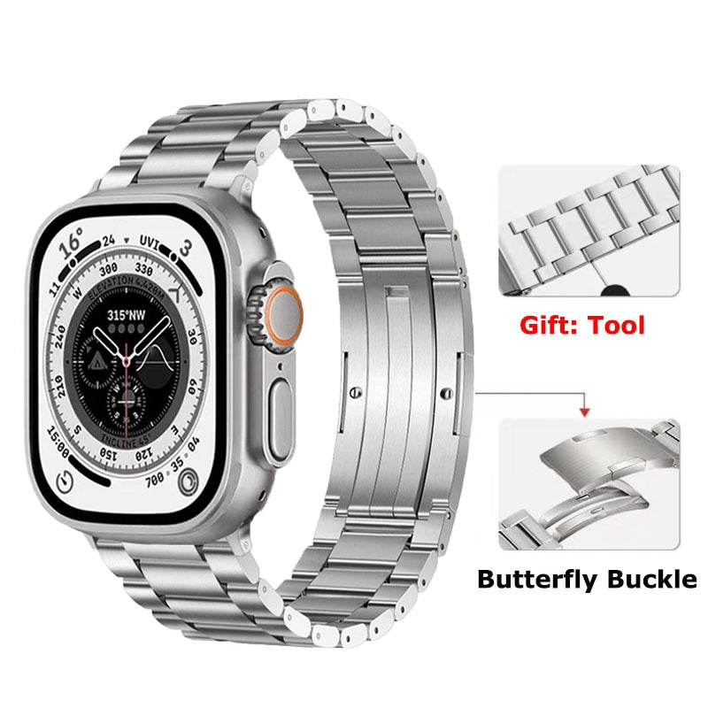 Butterfly Titanium edition- Apple watch Ultra band Reliable Bands