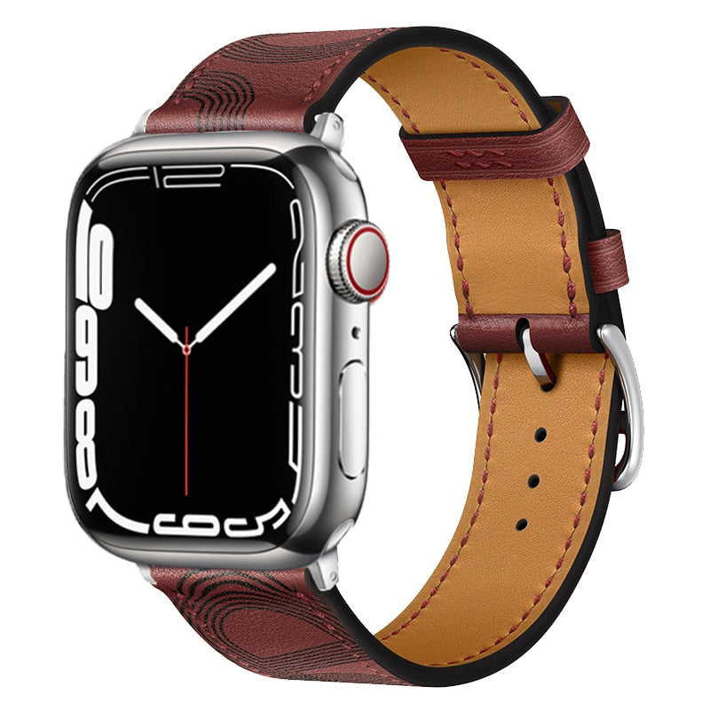 Vermilion Apple watch leather band