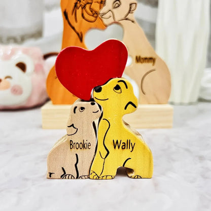 DIY Lion King Wooden Family Puzzle Personalized Name Puzzles Wooden Lions Puzzle Home Decor Thanksgiving Christmas Warm Gifts