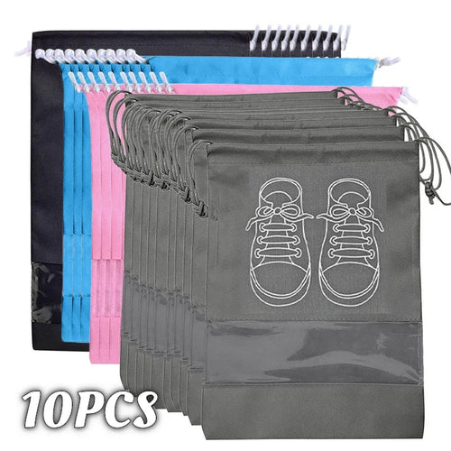 10/5 stuks schoenen opbergorganizer tassen non-woven reis draagbare kast tas waterdichte zak kleding transparante hangende tas