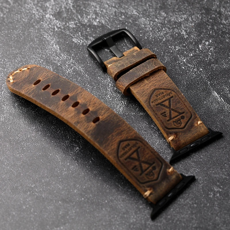 Leather apple watch Ultra band for apple watch Series