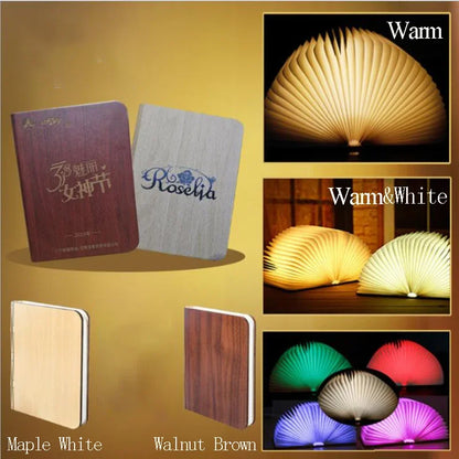 Night Light Wooden Book Lamp