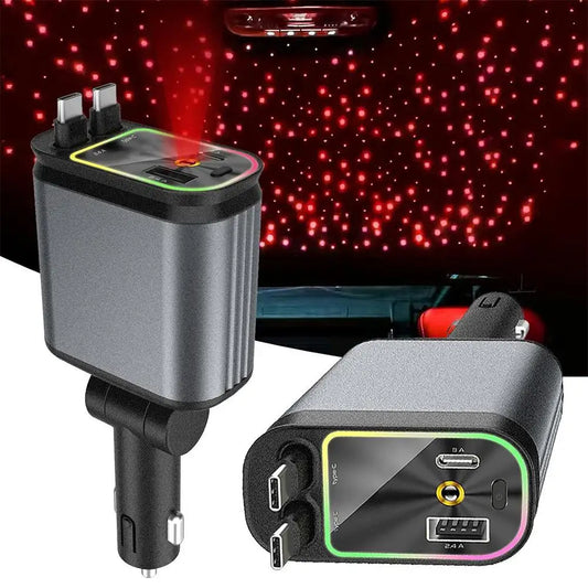 4 In 1 Retractable Car Charger Starlight In Car Roof