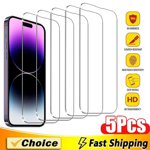 5Pcs Tempered Glass For iPhone