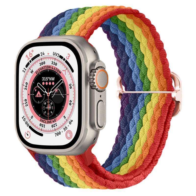 Braided Nylon Strap For Apple Watch Ultra 49mm|  Elastic watch band for iWatch ultra 8 7 SE 3 4 5 6 - Reliable Bands