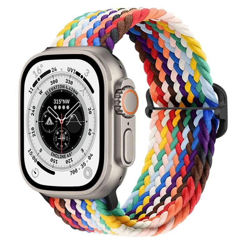 Braided Nylon Strap For Apple Watch Ultra 49mm|  Elastic watch band for iWatch ultra 8 7 SE 3 4 5 6 - Reliable Bands