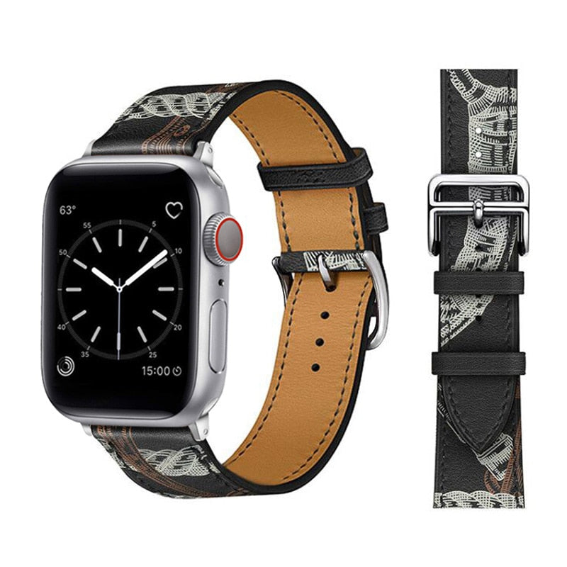 Vermilion Apple watch leather band