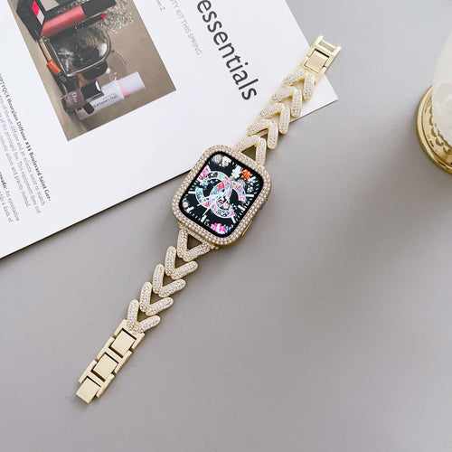 Diamond women apple watch band with case